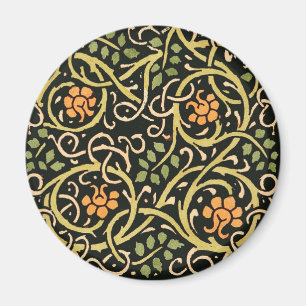 William Morris Svart Blommig Konsttryck Design Magnet