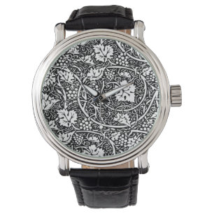 William Morris Svart Vitt Druvvinemönster Armbandsur