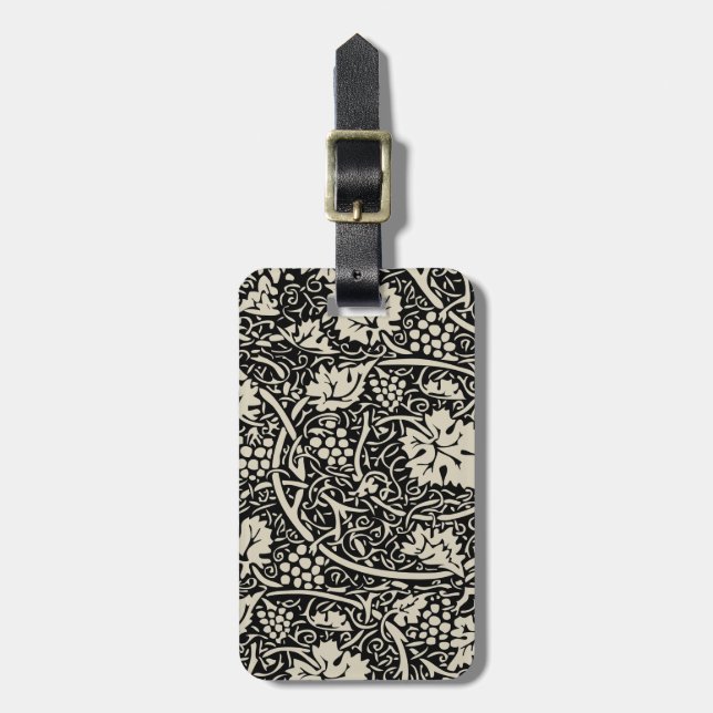 William Morris Svart Vitt Druvvinemönster Bagagebricka (Vertikal Framsida)