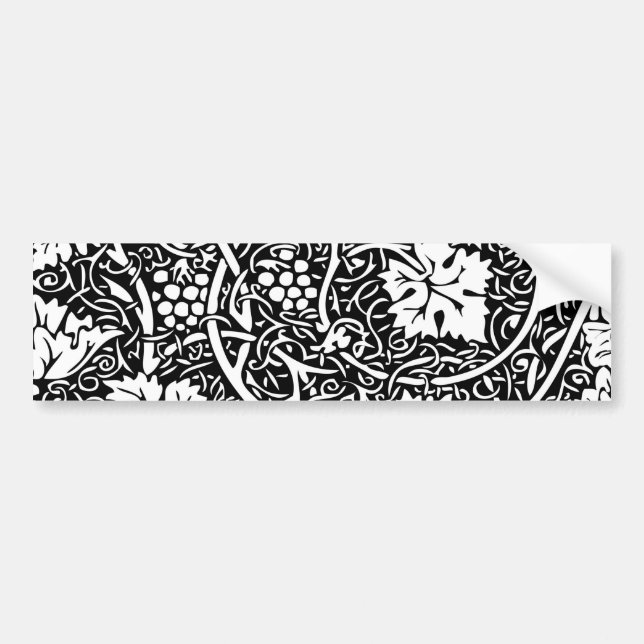 William Morris Svart Vitt Druvvinemönster Bildekal (Framsidan)