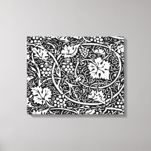 William Morris Svart Vitt Druvvinemönster Canvastryck