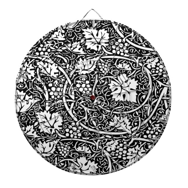 William Morris Svart Vitt Druvvinemönster Darttavla (Framsidan)