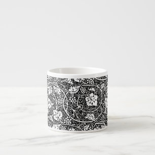 William Morris Svart Vitt Druvvinemönster Espressomugg