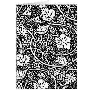 William Morris Svart Vitt Druvvinemönster Hälsningskort