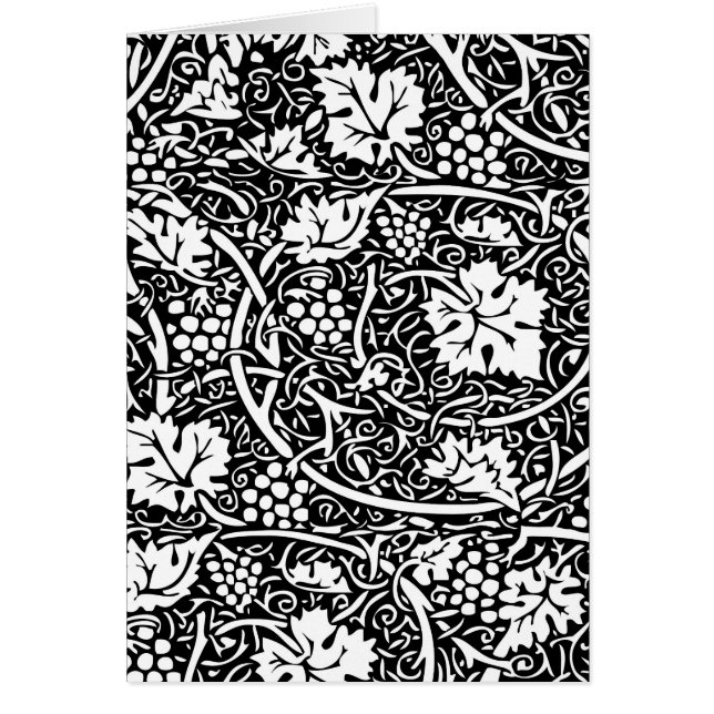 William Morris Svart Vitt Druvvinemönster Hälsningskort (Framsidan)