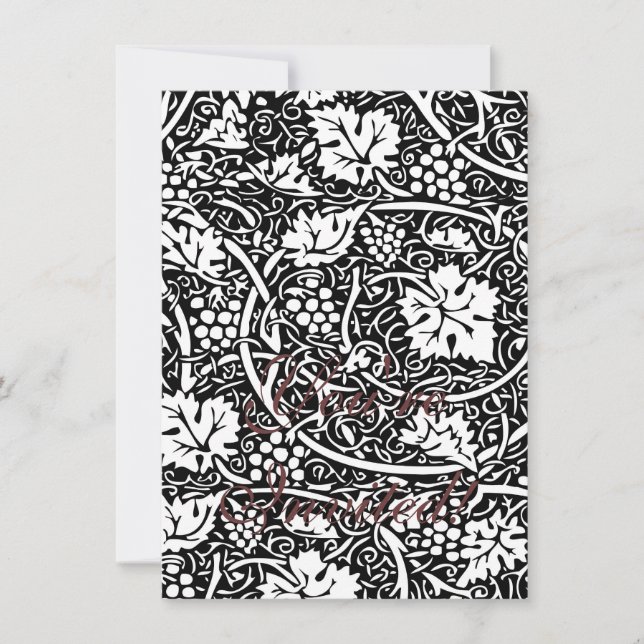 William Morris Svart Vitt Druvvinemönster Inbjudningar (Framsida)