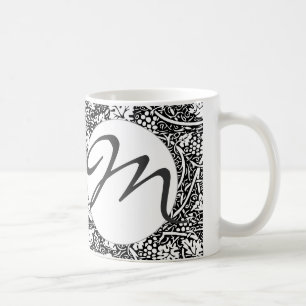 William Morris Svart Vitt Druvvinemönster Kaffemugg