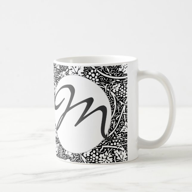 William Morris Svart Vitt Druvvinemönster Kaffemugg (Höger)