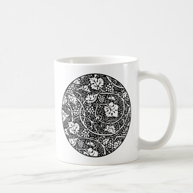 William Morris Svart Vitt Druvvinemönster Kaffemugg (Höger)