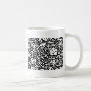 William Morris Svart Vitt Druvvinemönster Kaffemugg