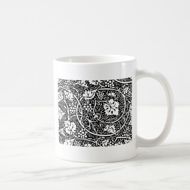 William Morris Svart Vitt Druvvinemönster Kaffemugg (Höger)