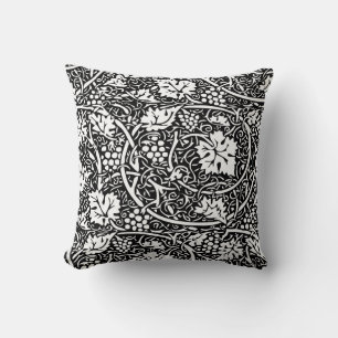 William Morris Svart Vitt Druvvinemönster Kudde