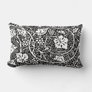 William Morris Svart Vitt Druvvinemönster Lumbarkudde