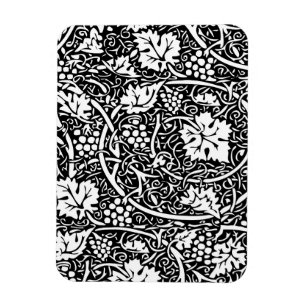 William Morris Svart Vitt Druvvinemönster Magnet