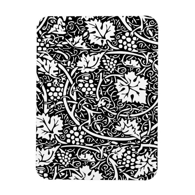William Morris Svart Vitt Druvvinemönster Magnet (Vertikal)