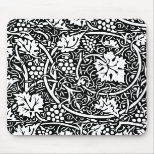 William Morris Svart Vitt Druvvinemönster Musmatta