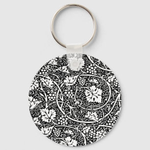 William Morris Svart Vitt Druvvinemönster Nyckelring