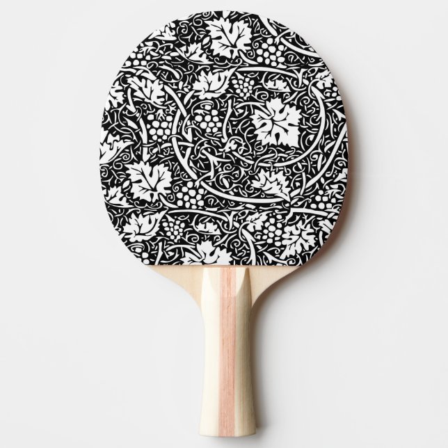 William Morris Svart Vitt Druvvinemönster Pingisracket (Framsidan)
