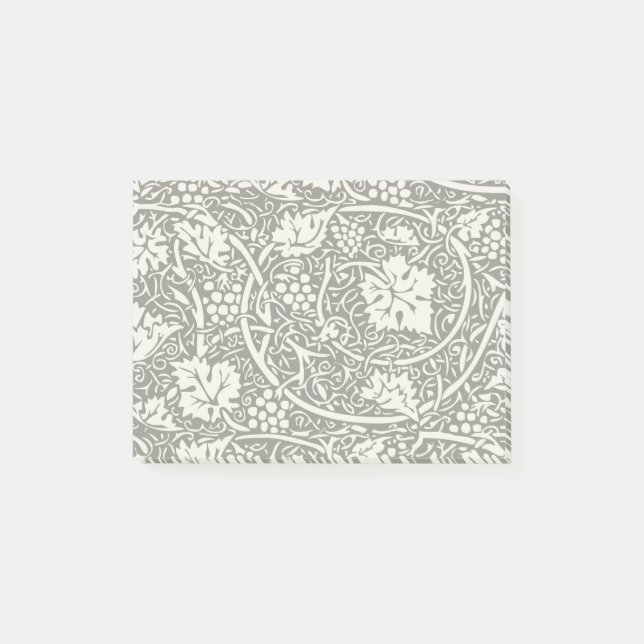 William Morris Svart Vitt Druvvinemönster Post-it Block (Framsida)