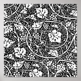 William Morris Svart Vitt Druvvinemönster Poster