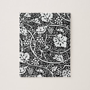 William Morris Svart Vitt Druvvinemönster Pussel