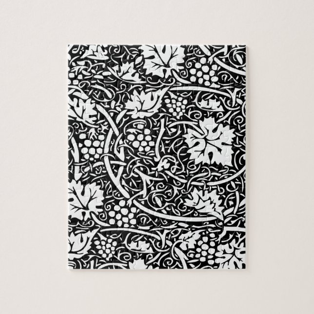 William Morris Svart Vitt Druvvinemönster Pussel (Vertikal)