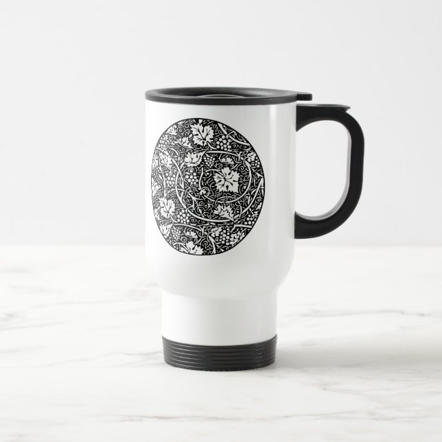 William Morris Svart Vitt Druvvinemönster Resemugg (Höger)