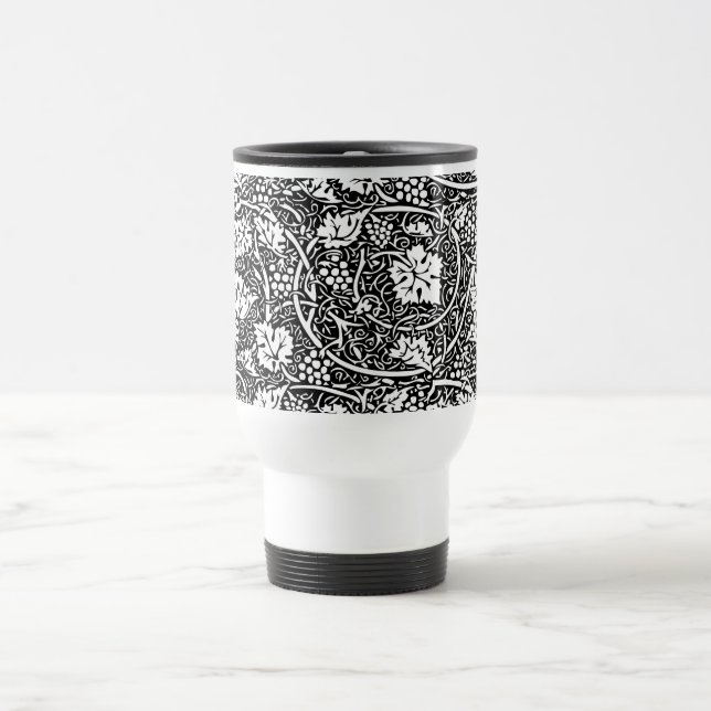 William Morris Svart Vitt Druvvinemönster Resemugg (Center)