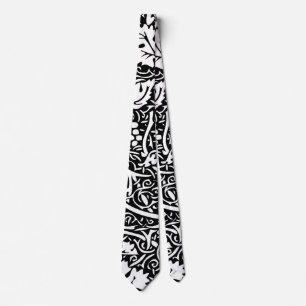 William Morris Svart Vitt Druvvinemönster Slips