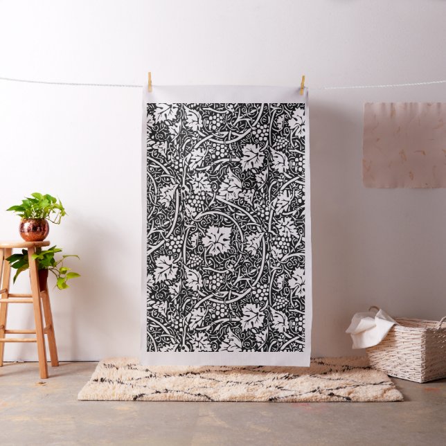 William Morris Svart Vitt Druvvinemönster Tyg (In Situ)
