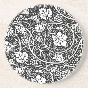 William Morris Svart Vitt Druvvinemönster Underlägg