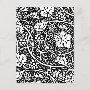 William Morris Svart Vitt Druvvinemönster Vykort
