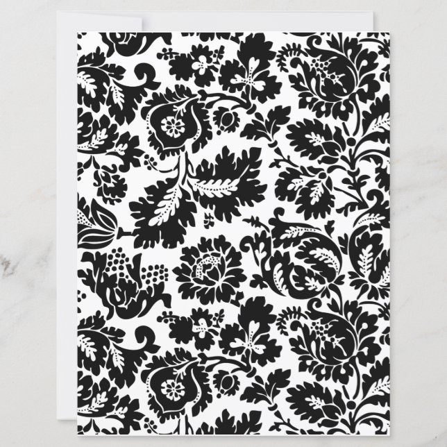 William Morris Svart Vitt Venetianskt Blommönster (Framsida)