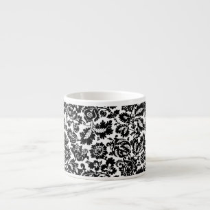 William Morris Svart Vitt Venetianskt Blommönster Espressomugg