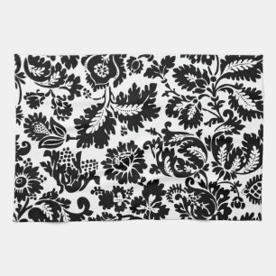 William Morris Svart Vitt Venetianskt Blommönster Kökshandduk