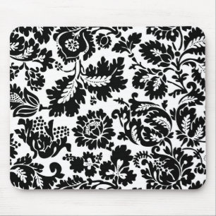 William Morris Svart Vitt Venetianskt Blommönster Musmatta