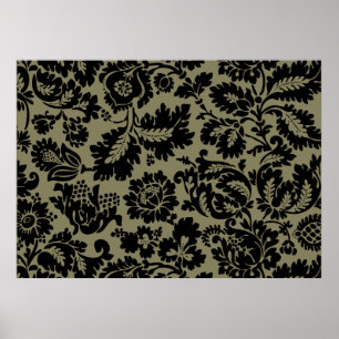 William Morris Svart Vitt Venetianskt Blommönster Poster