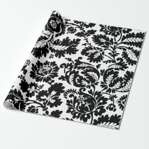 William Morris Svart Vitt Venetianskt Blommönster Presentpapper