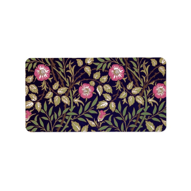 William Morris Sweet Briar Blommigt Art nouveau Adressetikett (Framsidan)