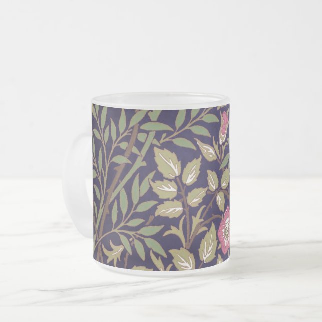 William Morris Sweet Briar Blommigt Art nouveau Frostad Glasmugg (Framsida vänster)
