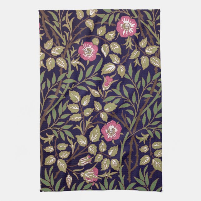 William Morris Sweet Briar Blommigt Art nouveau Kökshandduk (Vertikal)