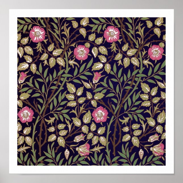 William Morris Sweet Briar Blommigt Art nouveau Poster (Framsidan)