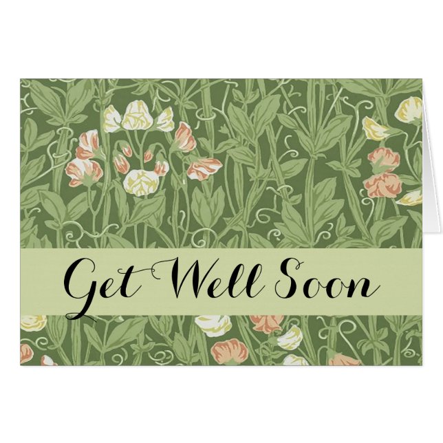 William Morris Sweet Pea Blommigt Design Hälsningskort (Framsidan Horizontal)