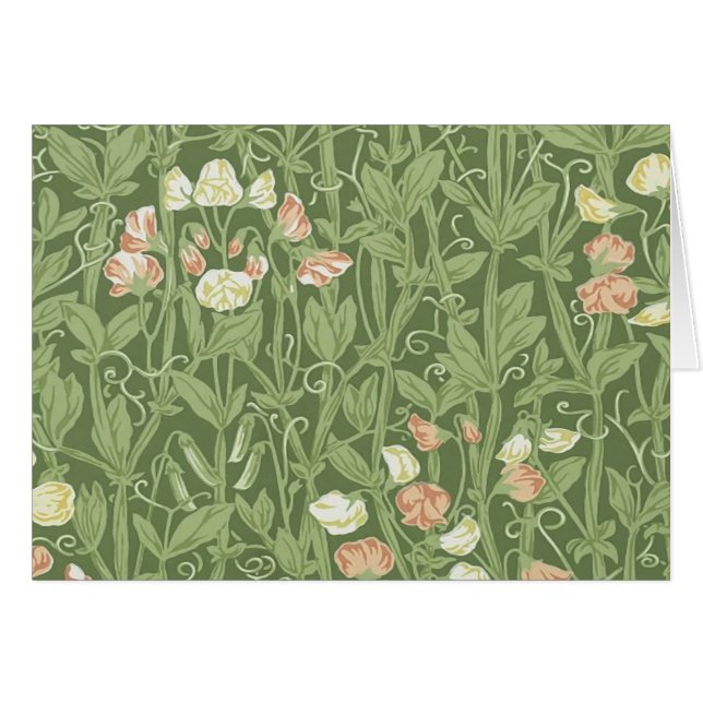 William Morris Sweet Pea Blommigt Design Hälsningskort (Framsidan Horizontal)