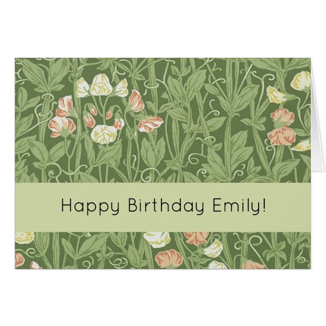 William Morris Sweet Pea Blommigt Design Hälsningskort (Framsidan Horizontal)