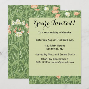 William Morris Sweet Pea Blommigt Design Inbjudningar