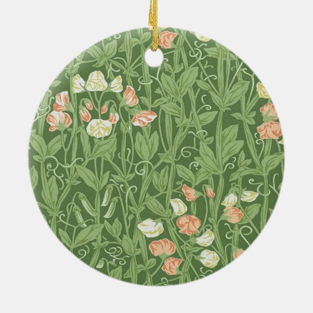 William Morris Sweet Pea Blommigt Design Julgransprydnad Keramik (Baksidan)