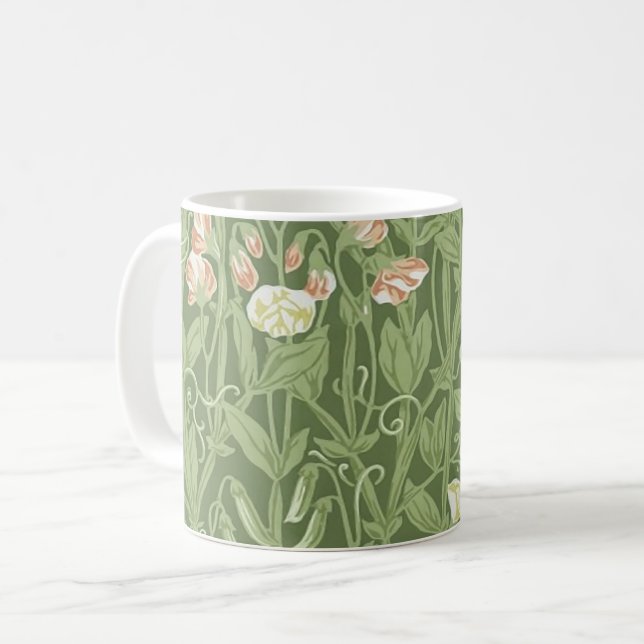 William Morris Sweet Pea Blommigt Design Kaffemugg (Framsida vänster)