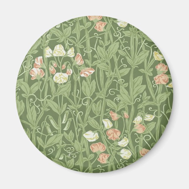 William Morris Sweet Pea Blommigt Design Magnet (Framsidan)