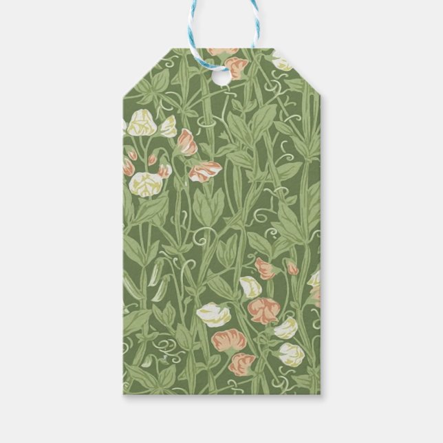 William Morris Sweet Pea Blommigt Design Presentetikett (Framsidan)